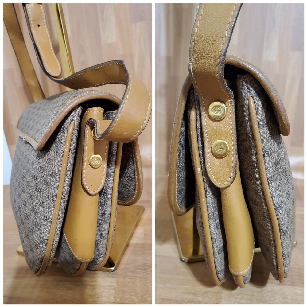 GUCCI Vintage Micro GG Canvas Shoulder/Crossbody Bag Beige - Picture 10 of 15